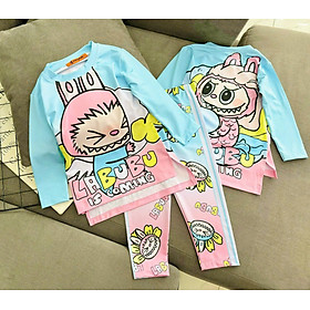 Đồ bộ ngủ dài tay cho bé gái labubu từ 12-40kg chất thun lạnh mềm mịn mát