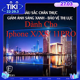 Kính cường lực cho iPhone X XS 11 PRO chống ánh sáng xanh, chống vân tay