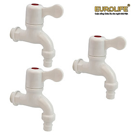 Mua Bộ 3 vòi hồ tay gạt nhựa PP trắng  thân ngắn  ren 21-27mm Eurolife EL-VHT2127 (Trắng) (3 cái)