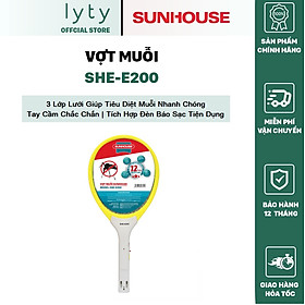 Vợt muỗi Sunhouse SHE-E200 Vàng - Sạc Nhanh - [Hàng Chính Hãng - Bảo Hành 12 Tháng]