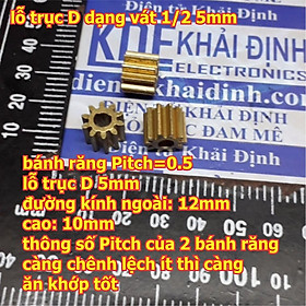 5 cái bánh răng đồng, kim loại Pitch=1 10 răng, lỗ trục D 5mm kde5023