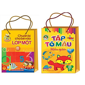Combo 2 túi : Chuẩn bị cho bé vào lớp 1 (túi 10 cuốn ) + Tập tô màu Mẫu Giáo ( túi 8 cuốn )