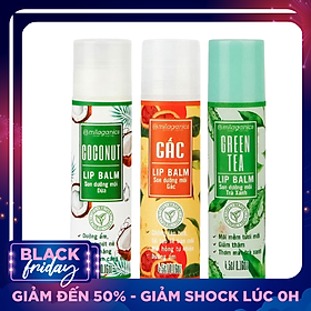 Combo Son Trà Xanh + Son Gấc + Son Dừa Dưỡng Môi, Giảm Thâm, Hồng Môi Milaganics (4.5g / Cây)