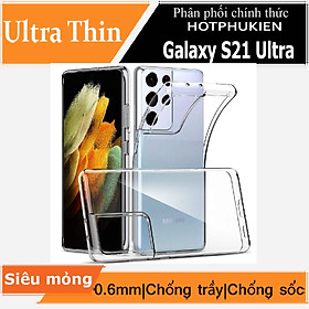 Ốp lưng silicon dẻo cho Samsung Galaxy S21 Ultra hiệu Ultra Thin mỏng 0.6mm độ trong tuyệt đối chống trầy xước - Hàng nhập khẩu