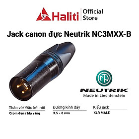 Jack Canon đực Neutrik NC3MXX-B - Jack canon 3 chân XLR mạ vàng, hàng chính hãng - Haliti Phụ kiện Official Store