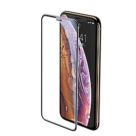 Kính cường lực chống bụi, chống trầy, siêu bền Baseus Cellular Dust Prevention cho iPhone XS Max 6.5inch Đen (0.3mm, 3D Curved-screen Full Coverage Tempered Glass) - Hàng chính hãng