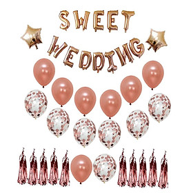 SWEET WEDDING Themed Party Decorations Latex Confetti Balloon Tassels