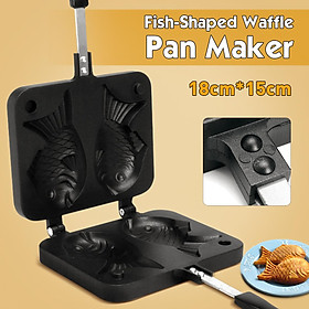 2 Non-stick Fish Shaped Waffle Pan Maker Household 2 Non-stick Bakewares Waffle Machine Anti-scalding Baking Tools Home Cooking Dessert Pastry Wafer Food