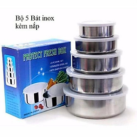 Bộ 5 bộ thố inox đựng thực phẩm thức ăn cao cấp