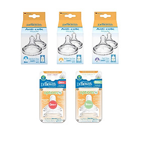 Hộp 2 núm ty thay thế bình sữa Dr.Brown's cổ rộng dòng Options Plus
