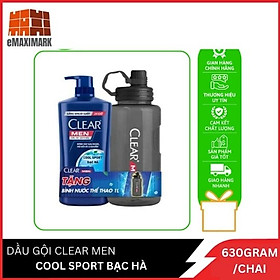 Hình ảnh DẦU GỘI CLEAR MEN SẠCH GÀU COOL SPORT BẠC HÀ 630GR Tặng Bình Nước Thể Thao 1L