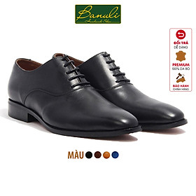 Giày tây nam công sở banuli da bê italian dây buộc plan toe oxford h1po1