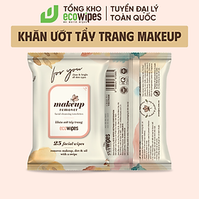 Khăn giấy ướt tẩy trang Makeup Remover Ecowipes gói 25 tờ làm sạch lớp trang điểm nhanh chóng