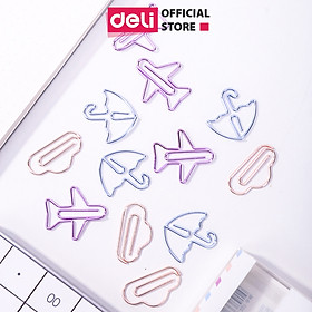 Ghim vòng kẹp giấy kim loại nhiều hình Deli - 1 set 12 chiếc - 55 / 56 / 57