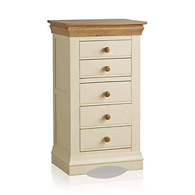 Mua Tủ 5 Ngăn Kéo Đứng Country Cottage Gỗ Sồi Ibie BSK5COUO - Trắng (60 x 42 cm)