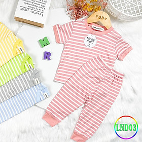 Bộ Cộc Tay Quần Dài Cho Bé LND03 Đồ Bộ Sọc Dệt Cao Cấp Mềm Mịn Thoáng Mát Hàng Chuẩn Loại 1 MINKY MOM