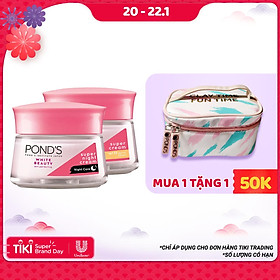 Bộ Đôi Kem Dưỡng Da Ngày Và Đêm Trắng Hồng Rạng Rỡ Pond's White Beauty (50g)
