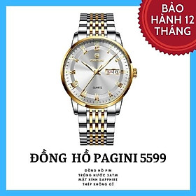 Giá FLASH SALE Đồng Hồ Nam Cao Cấp Chính Hãng Pagini Pa5599 Dây Thép Không Gỉ - Chống Nước 3ATM - Hiển Thị 2 Lịch Đẳng Cấp