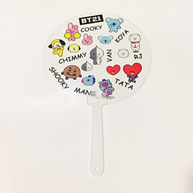 Quạt BTS BT21 trong suốt combo 2 quạt ngẫu nhiên