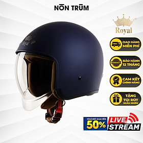 Nón bảo hiểm 3/4 ROYAL M139 có kính âm màu XANH MỰC NHÁM