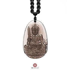 Mặt dây chuyền Văn Thù Bồ Tát Thạch anh khói - Phật Bản Mệnh cho người Tuổi Mão size lớn VietGemstones