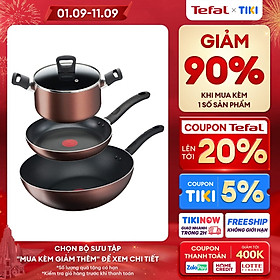 Mua Bộ 3 nồi chảo chống dính đáy từ Tefal Day by Day dùng cho mọi loại bếp (nồi 20cm  chảo 24cm và 28cm) - Hàng chính hãng