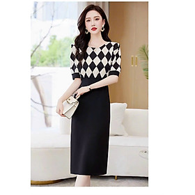 ĐẦM BODY HỌA TIẾT PHỐI THUN CAO CẤP