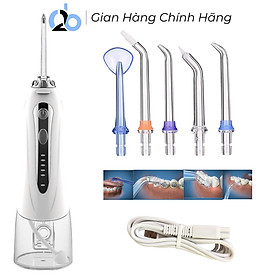 Tăm nước cầm tay H2ofloss HF-2 phiên bản nâng cấp được phân phối độc quyền với nút mở bình nước tiện lợi, tặng kèm 7 đầu tăm, củ sạc nguồn thấp