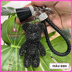 Móc Khóa Gấu Đính Đá Thời Thượng, Phối Tua Rua Siêu Xinh , Treo Túi Xách , Balo .
