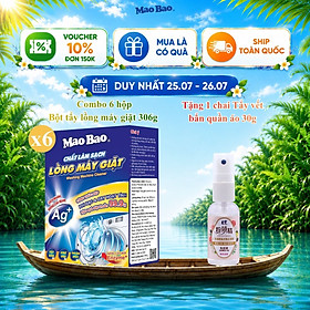 Combo 6 Hộp Bột Tẩy Vệ Sinh Lồng Máy Giặt Mao Bao 306g