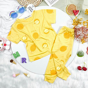 Bộ tay ngắn quần dài in hoạ tiết trái cây SIZE 7-28KG Thun lạnh Minky Mom cho bé trai bé gái