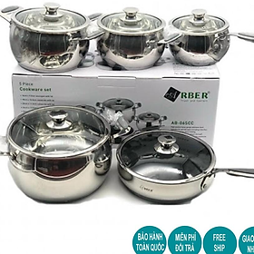 Mua BỘ NỒI INOX ARBER AB06SCC 5 MÓN - NOI INOX 5 MÓN CỦA ĐỨC  BẢO HÀNH 12 THÁNG
