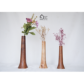 Lọ hoa gỗ, cắm hoa khô, hoa lụa - đồ thủ công mĩ nghệ, trang trí phòng khách, bàn ăn ( cao 22cm)
