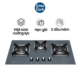 Mua Bếp gas âm 3 gas Malloca AS 9603DG Mâm đốt Sabaf Ý  Ngắt gas tự động - Hàng chính hãng