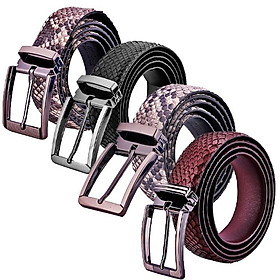 Thắt lưng nam da trăn Huy Hoàng 3,5P đầu kim màu da nguyên thủy, đen, trắng, nâu HT4306-07-10-45