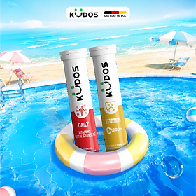 Combo Thực phẩm bảo vệ sức khỏe KUDOS DAILY VITAMINS PLUS BIOTIN & GINSENG + KUDOS VITAMIN C 1000MG (20 viên/tuýp)