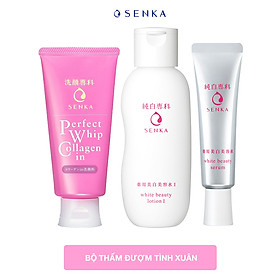 Combo Senka Thắm Đượm Tình Xuân (White Beauty Lotion 200ml + Serum White Beauty 35g + SRM Collagen 120g)