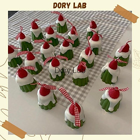 Mua Nến Thơm Bánh Pudding Dâu Tây Phủ Kem Handmade  Phụ Kiện Decor - Dory Lab