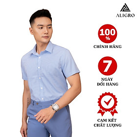 Áo sơ mi nam cộc tay bamboo kẻ caro xanh dương Aligro ALGS-C121