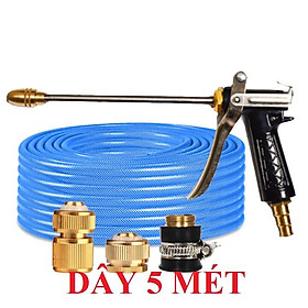Bộ dây vòi xịt nước rửa xe, tưới cây . tăng áp 3 lần, loại 3m,5m 206318 đầu đồng,cút đồng+ tặng đai