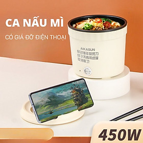 Nồi Lẩu Điện Mini, Ca Nấu Mì Mẫu Mới - Nướng, Luộc, Chiên Chống Dính Vân Đá Tiện Lợi