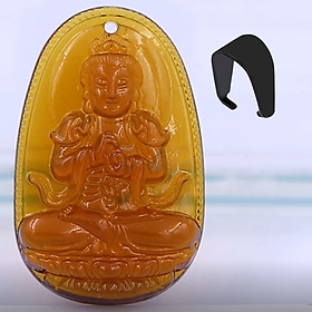 [Tuổi Mùi, Thân] Mặt Dây Chuyền Phật Đại Nhật Như Lai Đá Pha Lê Trà 3.6cm - Mặt Size Nhỏ - Tặng Kèm Móc Inox - Phong Thủy 868 - May Mắn - Bình An