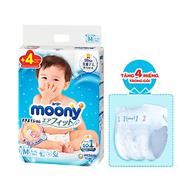 Tã Dán Cao Cấp Moony Nhật Bản M64 (64 Miếng) - Tặng 4 miếng trong gói