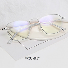 Kính Giả Cận, Gọng Kính Cận Nam Nữ Mắt Vuông Gọng Bạc Mảnh Không Độ Hàn Quốc - BLUE LIGHT SHOP