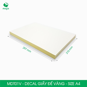 MDT01V - Xấp 50 tờ giấy decal đế vàng khổ A4 - Giấy in đơn hàng, nhãn dán, sticker đế vàng tự dính