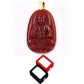 Mặt Phật A Di Đà thạch anh đỏ 3.6cm kèm hộp nhung - Phật bản mệnh tuổi Tuất, Hợi - Mặt size nhỏ