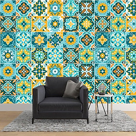 DECAL GẠCH BÔNG TÔNG XANH CỔ ĐIỂN WD142