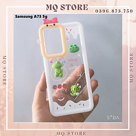 Ốp lưng cho Samsung A73 5G TPU dẻo viền vuông camera nơ gắn thú nỗi đáng yêu ( hàng chính hãng)