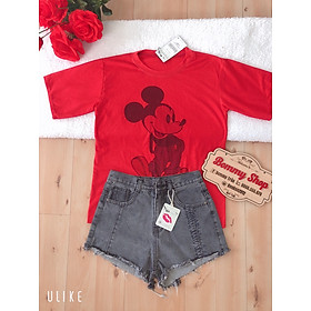 Sét áo thun micky tay ngắn phối quần jean đùi Cao Cấp
