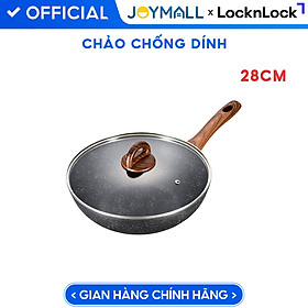 Chảo Nhôm Sâu Lòng Chống Dính Lock&Lock Baum Marble 1 Tay Cầm, Nắp Thủy Tinh LBU1285 (28cm)